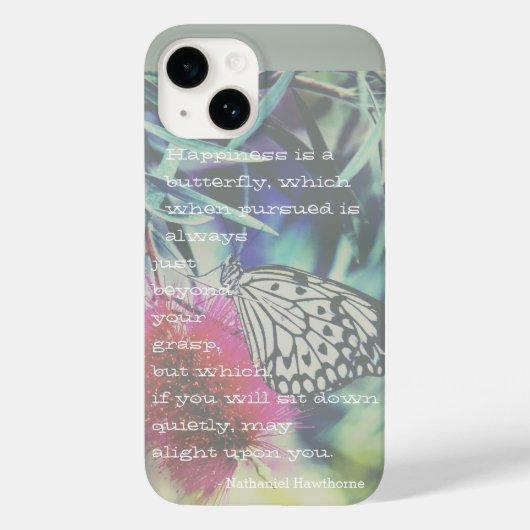 Geluk is een Vlinder - Inspirerende Quote Case-Mate iPhone Case (Achterkant)