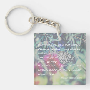 Geluk is een Vlinder - Inspirerende Quote Sleutelhanger