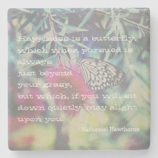 Geluk is een Vlinder - Inspirerende Quote Stenen Onderzetter