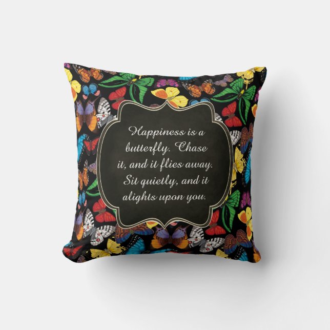 Geluk is een vlinder kussen (Voorkant)