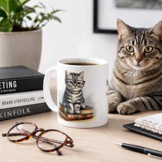 Geluk is een Warme Kat en een Goed Boek Schattige Koffiemok
