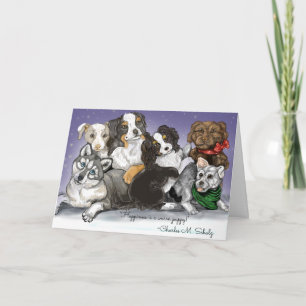 Geluk is een warme puppy kerst feestdagen kaart
