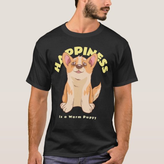 Geluk is een warme puppy ! t-shirt (Voorkant)