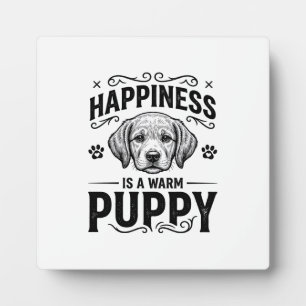 Geluk Is Een Warme Puppy Vintage Hond Shirt Ontwer Fotoplaat
