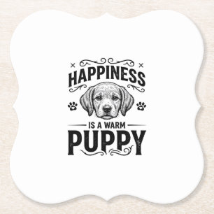 Geluk Is Een Warme Puppy Vintage Hond Shirt Ontwer Kartonnen Onderzetters