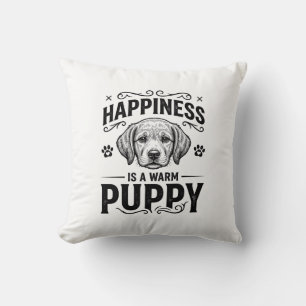 Geluk Is Een Warme Puppy Vintage Hond Shirt Ontwer Kussen