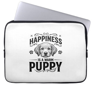 Geluk Is Een Warme Puppy Vintage Hond Shirt Ontwer Laptop Sleeve