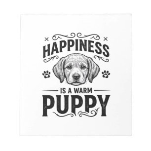 Geluk Is Een Warme Puppy Vintage Hond Shirt Ontwer Notitieblok