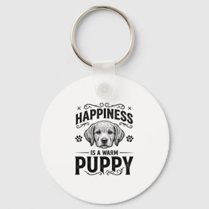 Geluk Is Een Warme Puppy Vintage Hond Shirt Ontwer Sleutelhanger