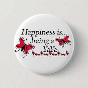 Geluk is een YaYa VLINDER Ronde Button 5,7 Cm