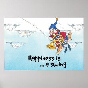 Geluk is een zwaai poster