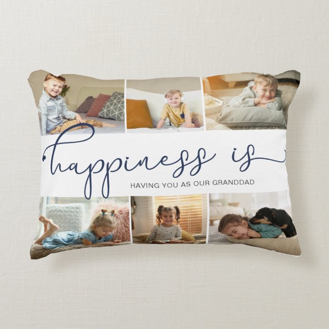 Geluk is | Foto-collage grootvader 6 Accent Kussen (Voorkant)