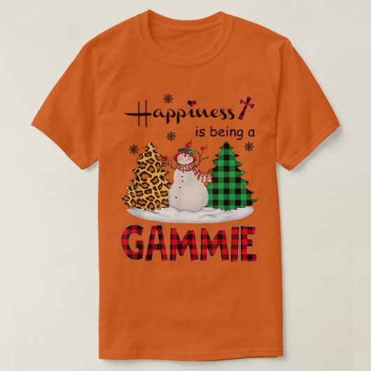 Geluk is Gammie Snowman Merry Kerstmis T-shirt (Design voorkant)
