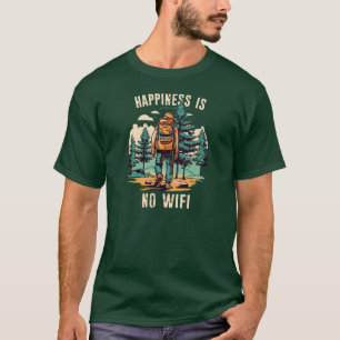Geluk is geen wifi backpacken t-shirt