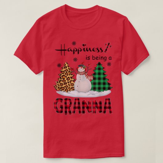 Geluk is Granna Snowman Merry Kerstmis T-shirt (Design voorkant)