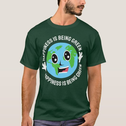 Geluk is groen zijn - Happy Earth Day Graphic T-shirt (Voorkant)