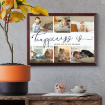 Geluk is | Grootfotocollage Plaque Troffee Gedenkplaat<br><div class="desc">Foto collage met 6 van uw favoriete foto's en uw persoonlijke tekst. " geluk is " wordt met de hand geletterd in schattige , elegante donkerblauwe kalligrafie en de sjabloon is zo ingesteld dat je het citaat kunt afwerken . De voorbeeldtekst leest geluk dat je je eigen grootkracht krijgt die...</div>