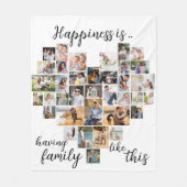 Geluk is Hartvorm 36 Foto Collage White Fleece Deken (Voorkant)