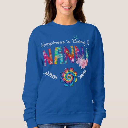 Geluk is het nanny Flower Tie Dye Moeder's Trui (Voorkant)