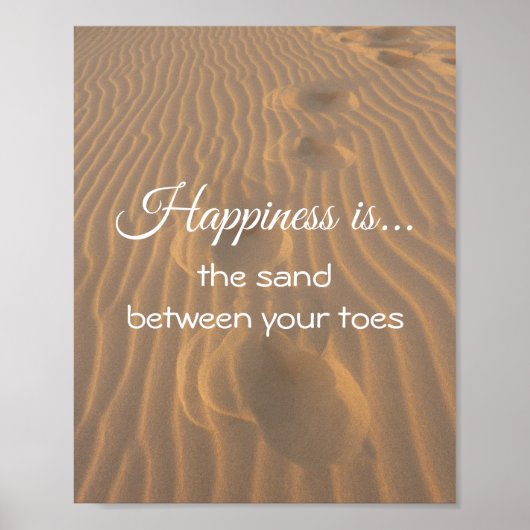 Geluk is het Sand tussen Uw Citaat van Toes Poster (Voorkant)