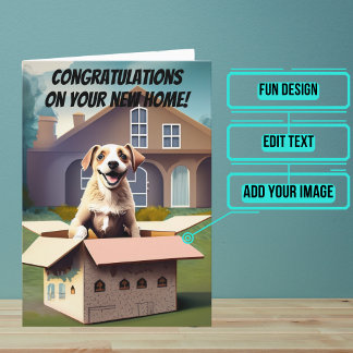 Geluk is het uitpakken van New Home Gefeliciteerd Kaart