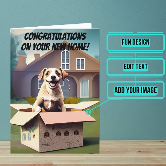 Geluk is het uitpakken van New Home Gefeliciteerd Kaart