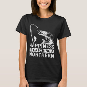 Geluk is het vangen van een noordelijke snoek kamp t-shirt