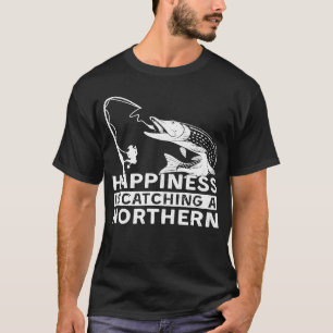 Geluk is het vangen van een noordelijke snoek kamp t-shirt