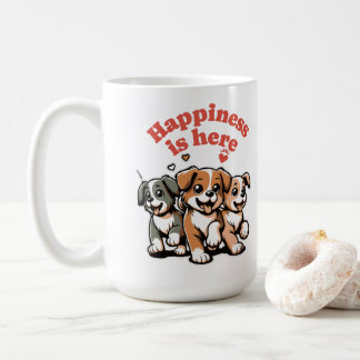 Geluk is hier | Hondenliefhebber | Mooie Puppy Koffiemok