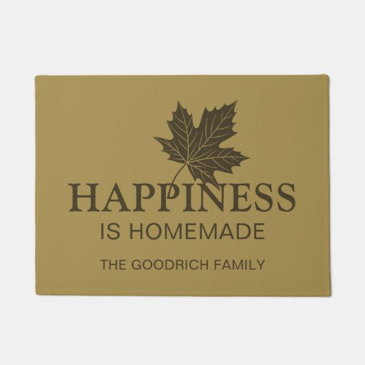 Geluk is Homemade. Bruin persoonlijk Deurmat (Voorkant)