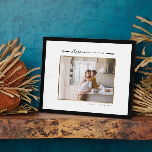 Geluk is homemade familie foto Plaque Fotoplaat (Zijkant)