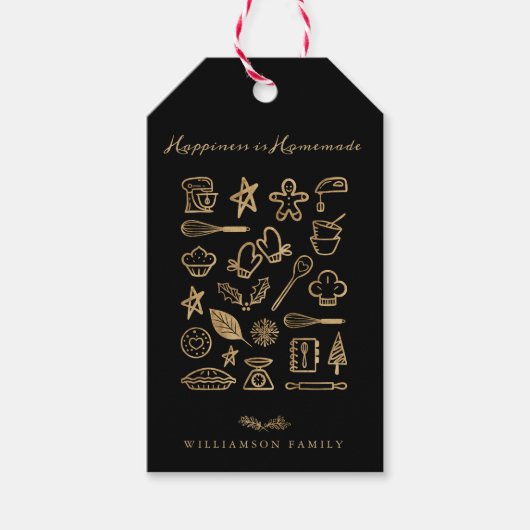 Geluk is homemade Gold & Black Baking Recipe Cadeaulabel (Voorkant)
