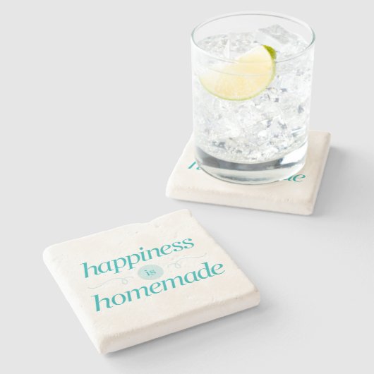 Geluk is Homemade Stenen Onderzetter (Zijkant)