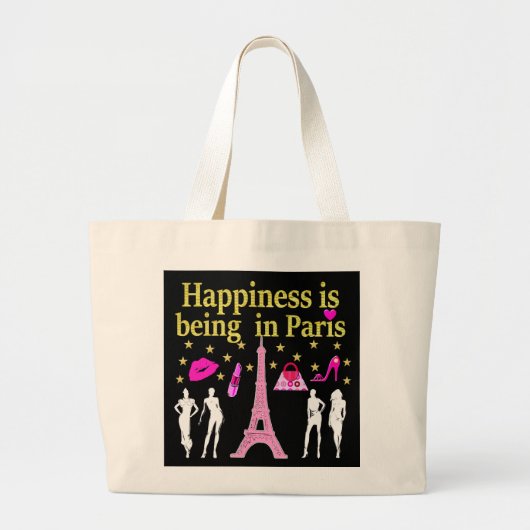 GELUK IS IN PARIJS GROTE TOTE BAG (Voorkant)