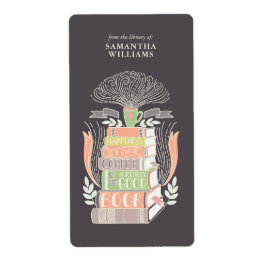 "Geluk is Koffie en Boeken" Bladwijzer Etiket