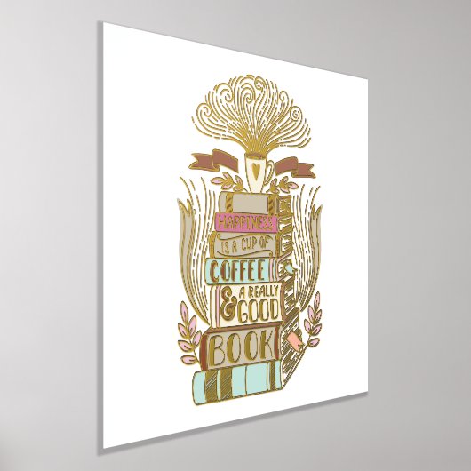 Geluk is Koffie en Boeken Boekenliefhebbers Folie Afdrukken (Laagn)