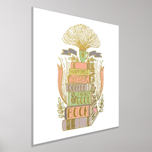 "Geluk is Koffie en Boeken" Folie Afdrukken (Laagn)