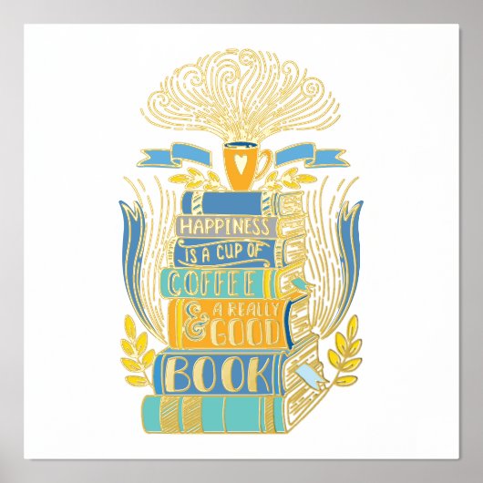 Geluk is koffie en boeken folie afdrukken (Voorkant)