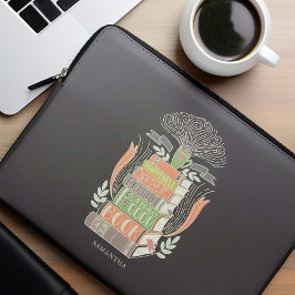 Geluk is Koffie en Boeken op maat Laptop Sleeve