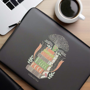 Geluk is Koffie en Boeken op maat Laptop Sleeve