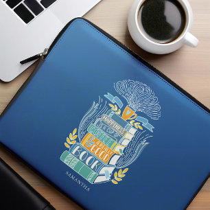 Geluk is Koffie en Boeken op maat Laptop Sleeve