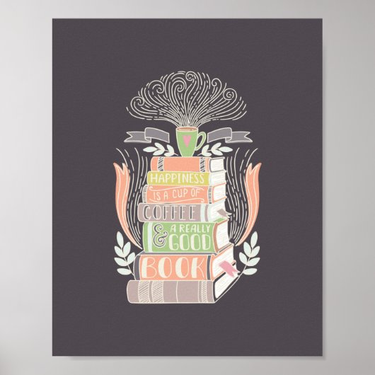 Geluk is koffie en boeken poster (Voorkant)