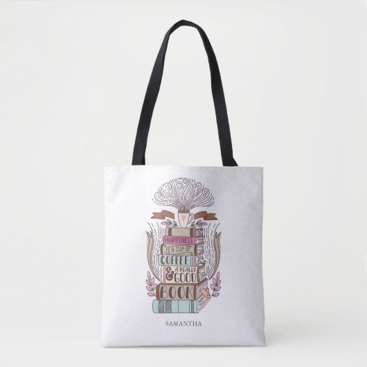 Geluk is koffie en boeken tote bag (Voorkant)