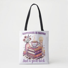 Geluk is koffie en een goed boek tote bag