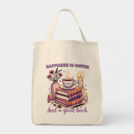 Geluk is koffie en een goed boek tote bag