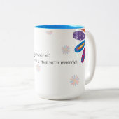 Geluk is… Koffie en tijd met Jehovah Tweekleurige Koffiemok (Voorkant rechts)