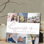 Geluk is | Mammie 6 Foto Collage Easel Plaque Fotoplaat<br><div class="desc">Foto collage met 6 van uw favoriete foto's en uw persoonlijke tekst. " geluk is " wordt met de hand geletterd in schattige , elegante kalligrafie met een liefdeshart , en de sjabloon is zo ingesteld dat je het citaat afwerkt . De steekproefformulering luidt: "geluk heeft je als mijn mama...</div>