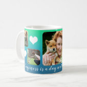 Geluk is | Moderne Aangepast 5-foto-onderlaag Koffiemok (Voorkant links)