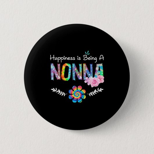 Geluk is oma bloem tie dye moeders ronde button 5,7 cm (Voorkant)