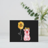 Geluk is oma - Cute Pig Sunflower Mo Briefkaart (Staand voorkant)